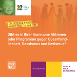 Gibt es in Ihrer Kommune Aktionen oder Programme gegen Queerfeindlichkeit, Rassismus und Sexismus?