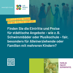 Finden Sie die Eintritte und Preise für städtische Angebote - wie z.B. Schwimmbäder oder Musikschule - fair, besonders für Alleinerziehende oder Familien mit mehreren Kindern?